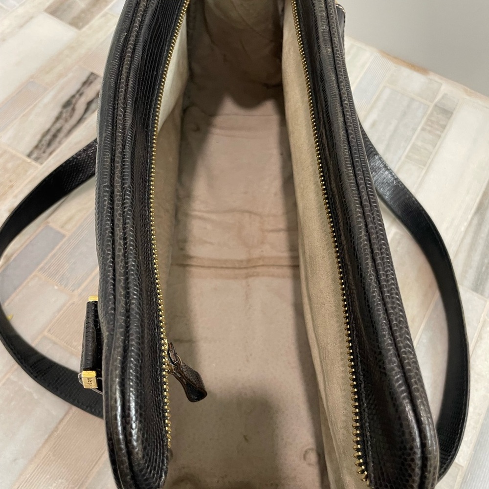 Vintage Kate Spade New York Black Snake-Embossed Leather Satchel – Made in Italy - Picture 10 of 16
